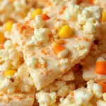 crispy candy corn popcorn bark - featured image