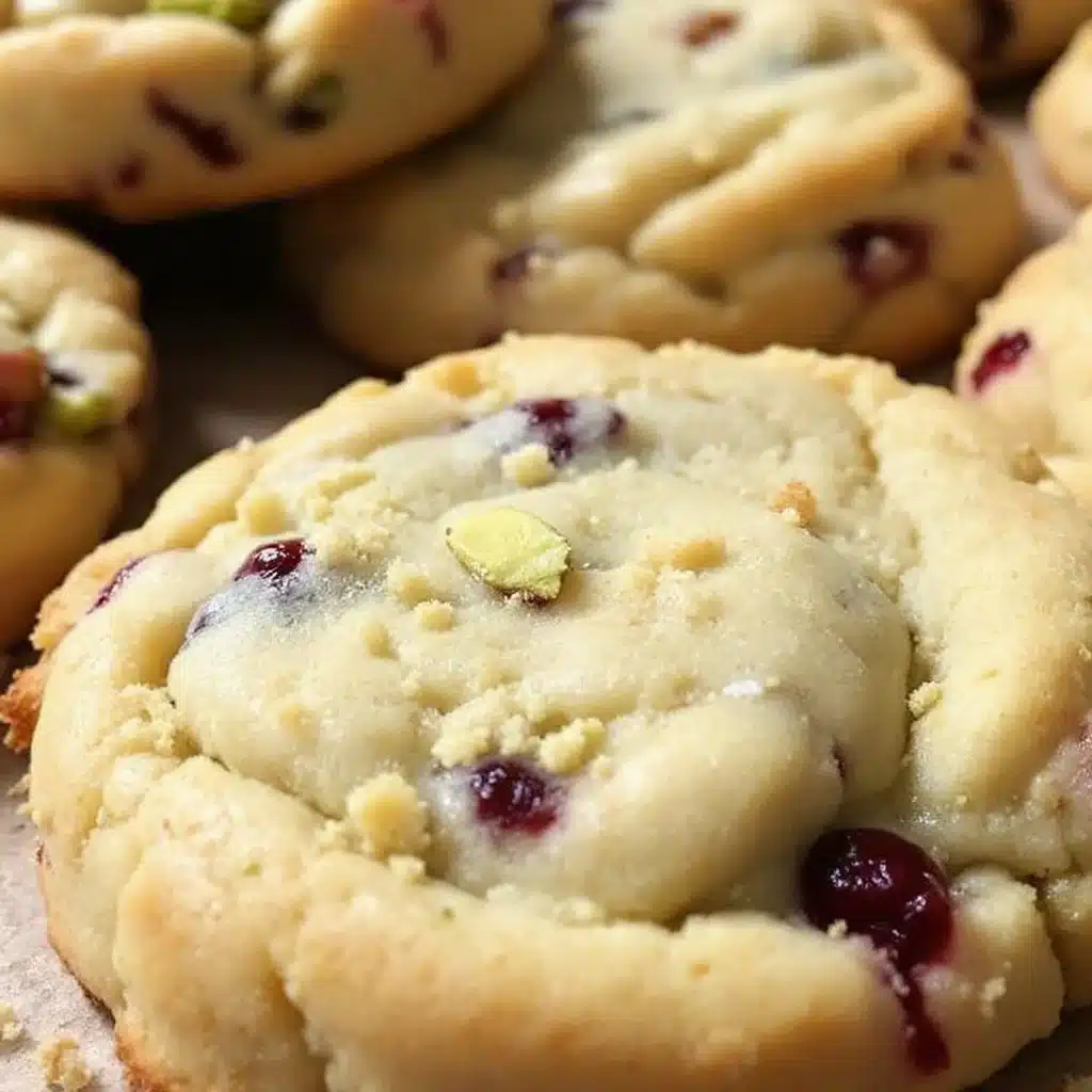 crispy cranberry pistachio shortbread cookies - featured image