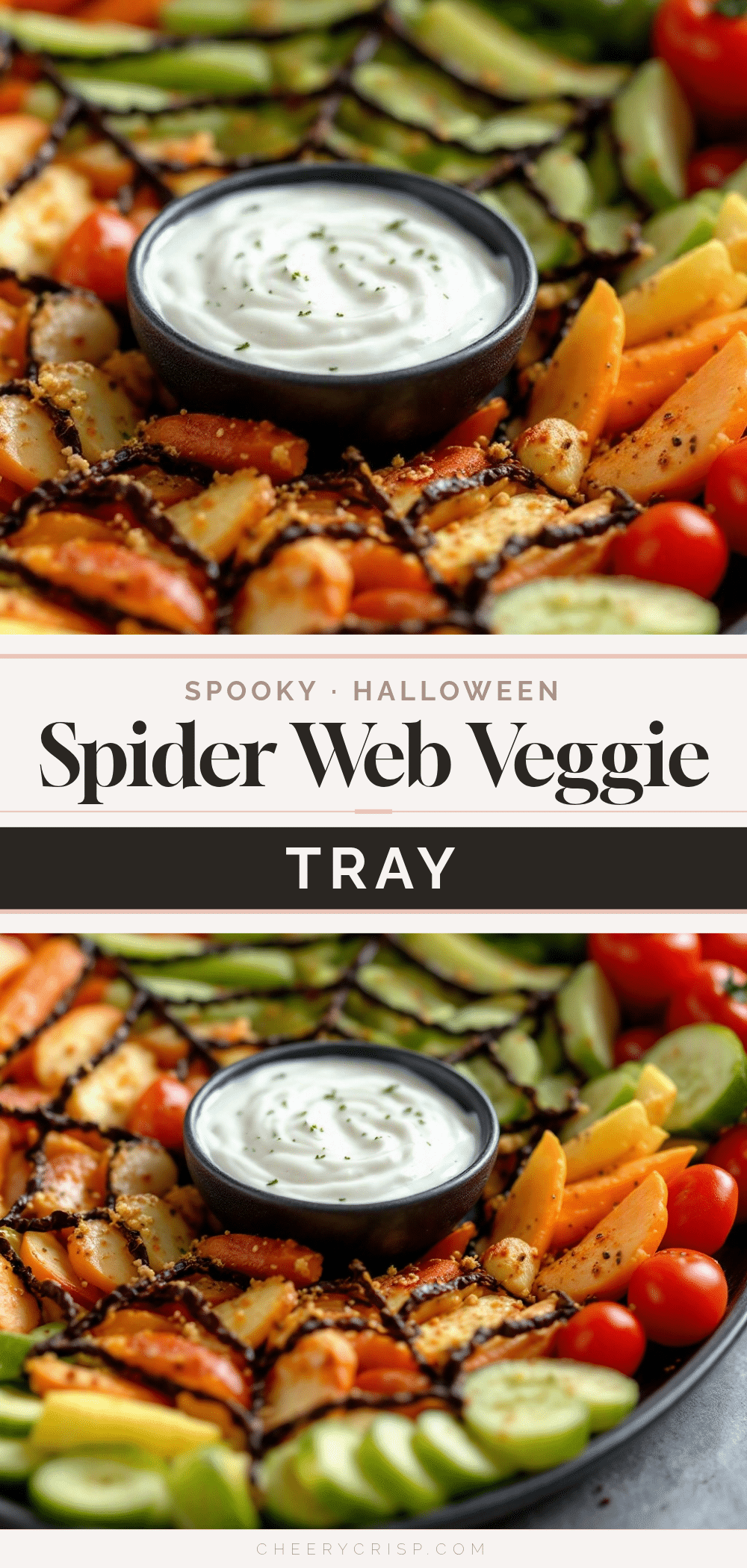 Crispy Halloween Veggie Tray Spider Web recipe