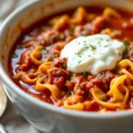crockpot lasagna soup with ricotta - featured image