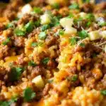 easy cheesy ground beef and rice skillet - featured image