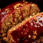 easy crockpot meatloaf with brown sugar glaze - featured image