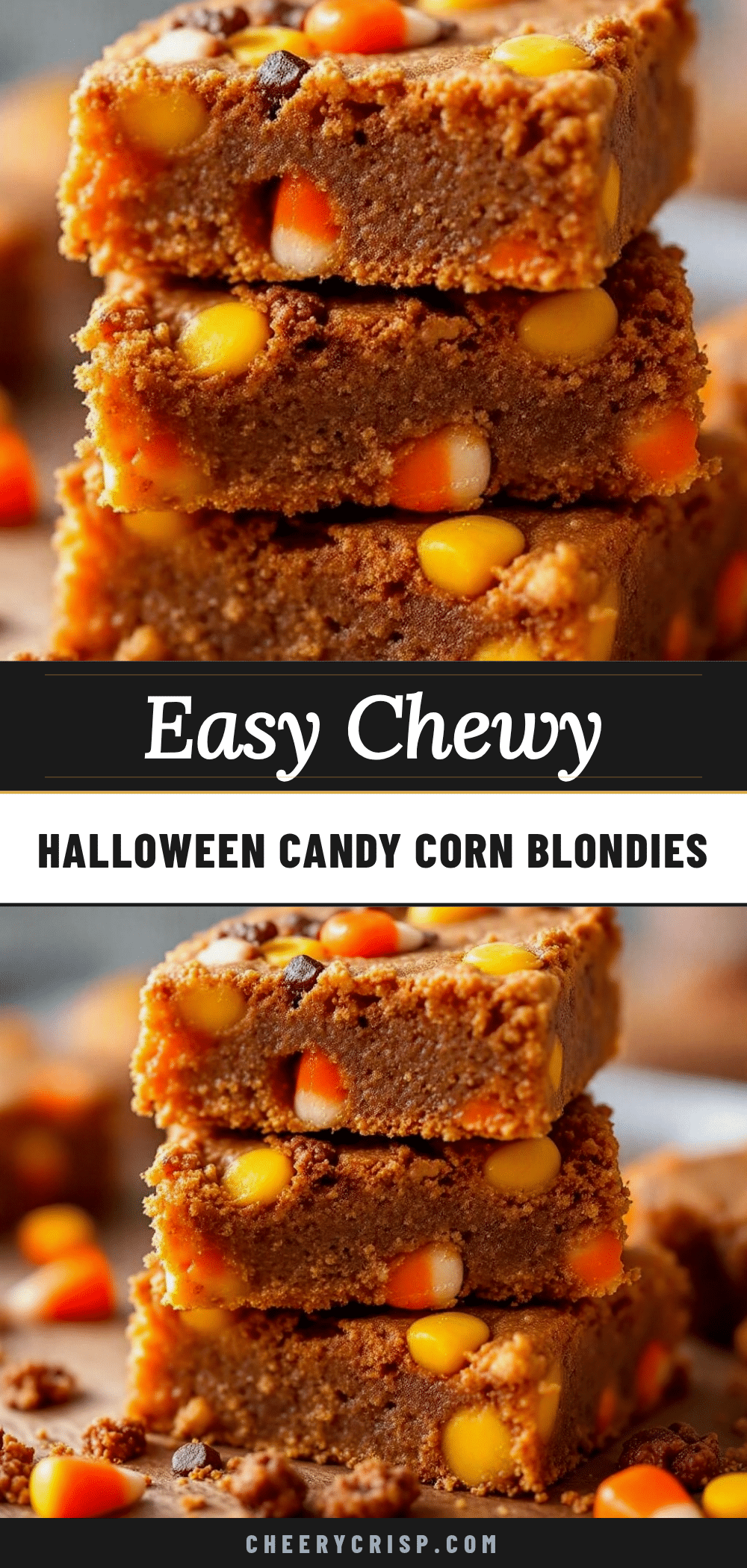 Easy Halloween Candy Corn Blondies recipe