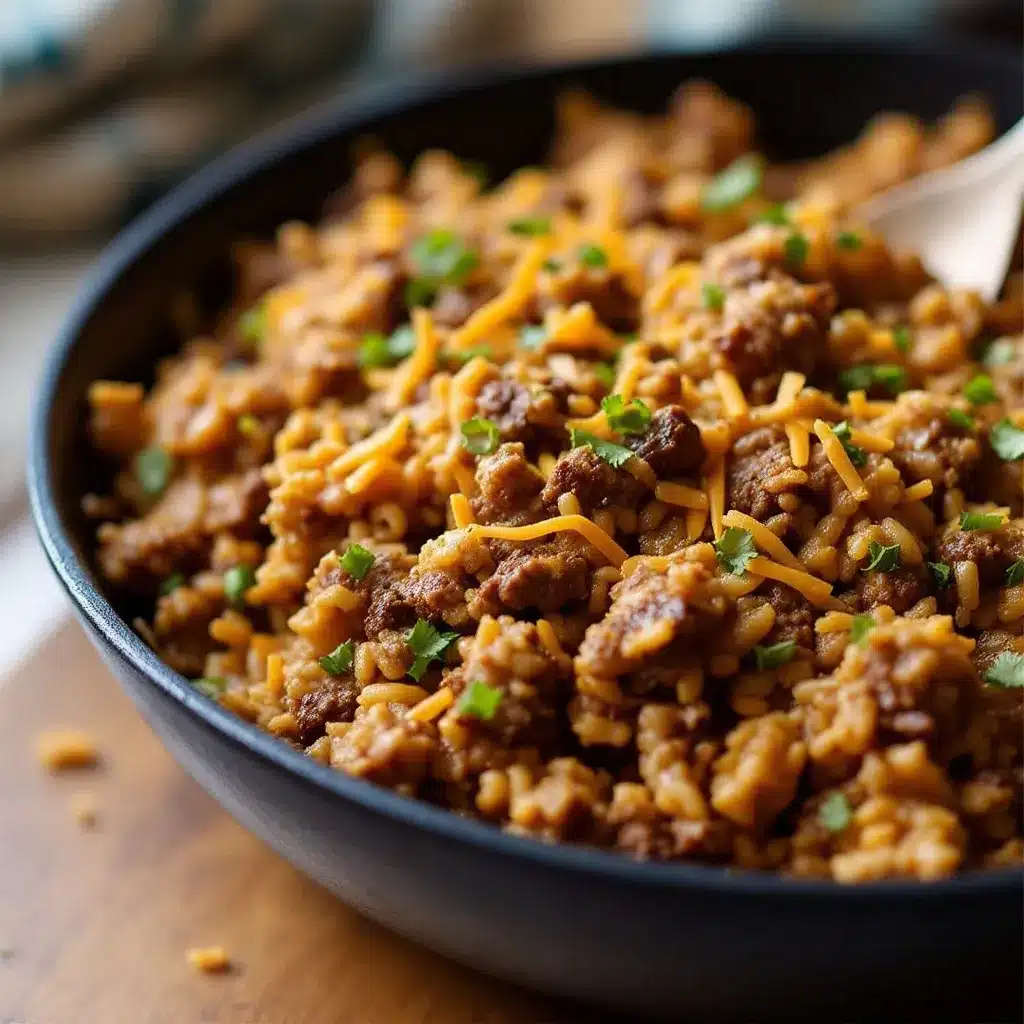 Easy One-Pan Ground Beef and Rice Skillet preparation steps