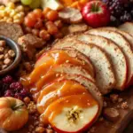 fall charcuterie board with caramel apples - featured image