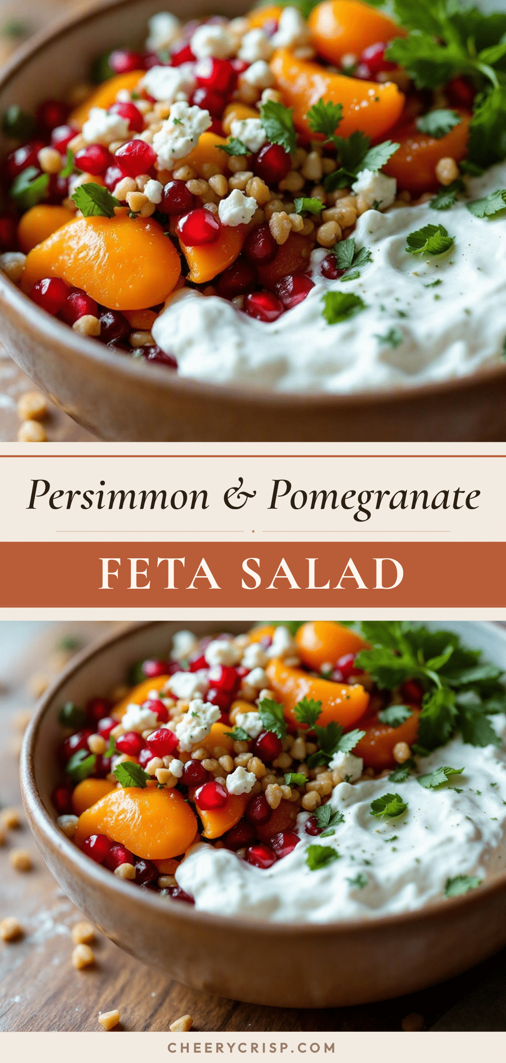 fresh persimmon and pomegranate winter salad with feta recipe