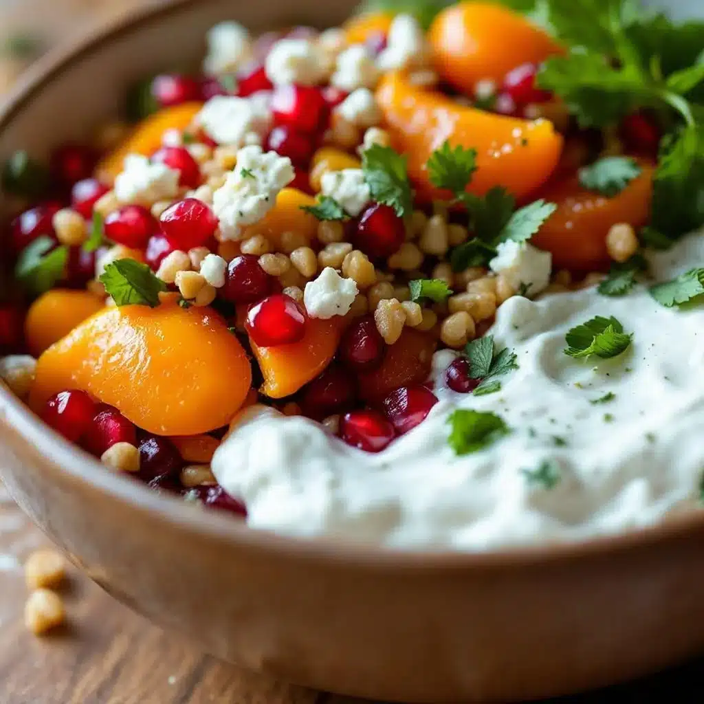 fresh persimmon and pomegranate winter salad with feta - featured image