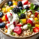 healthy overnight chia oats with berries - featured image