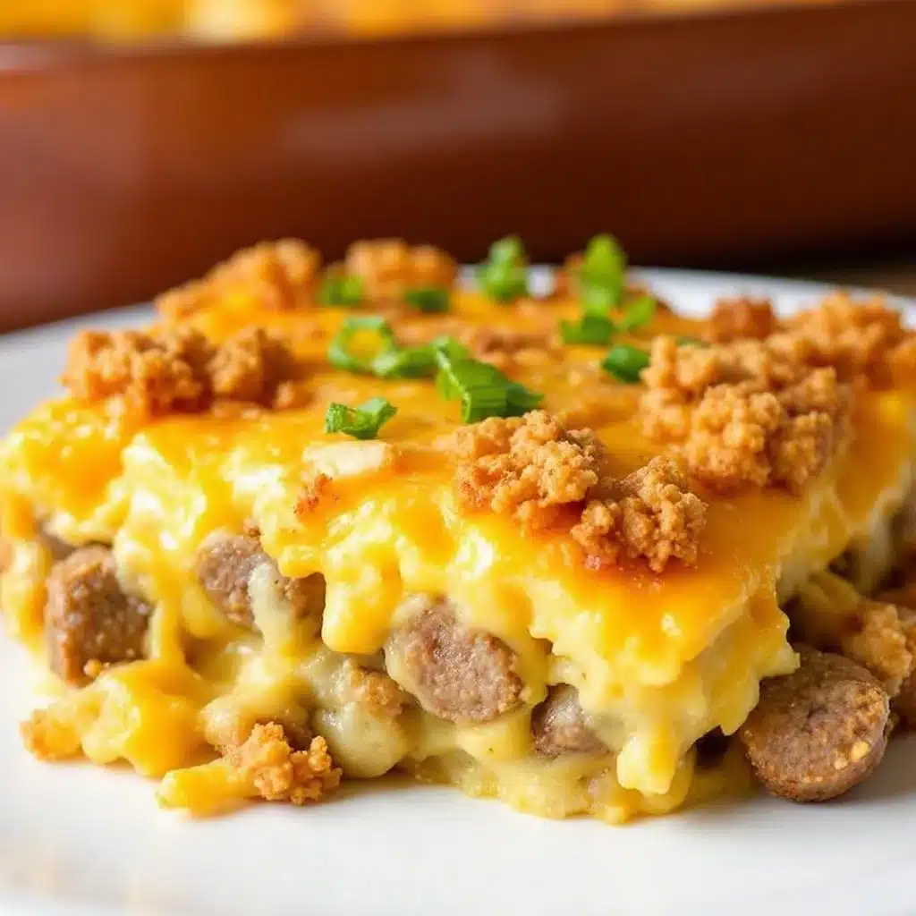 make-ahead breakfast casserole with sausage and cheese - featured image