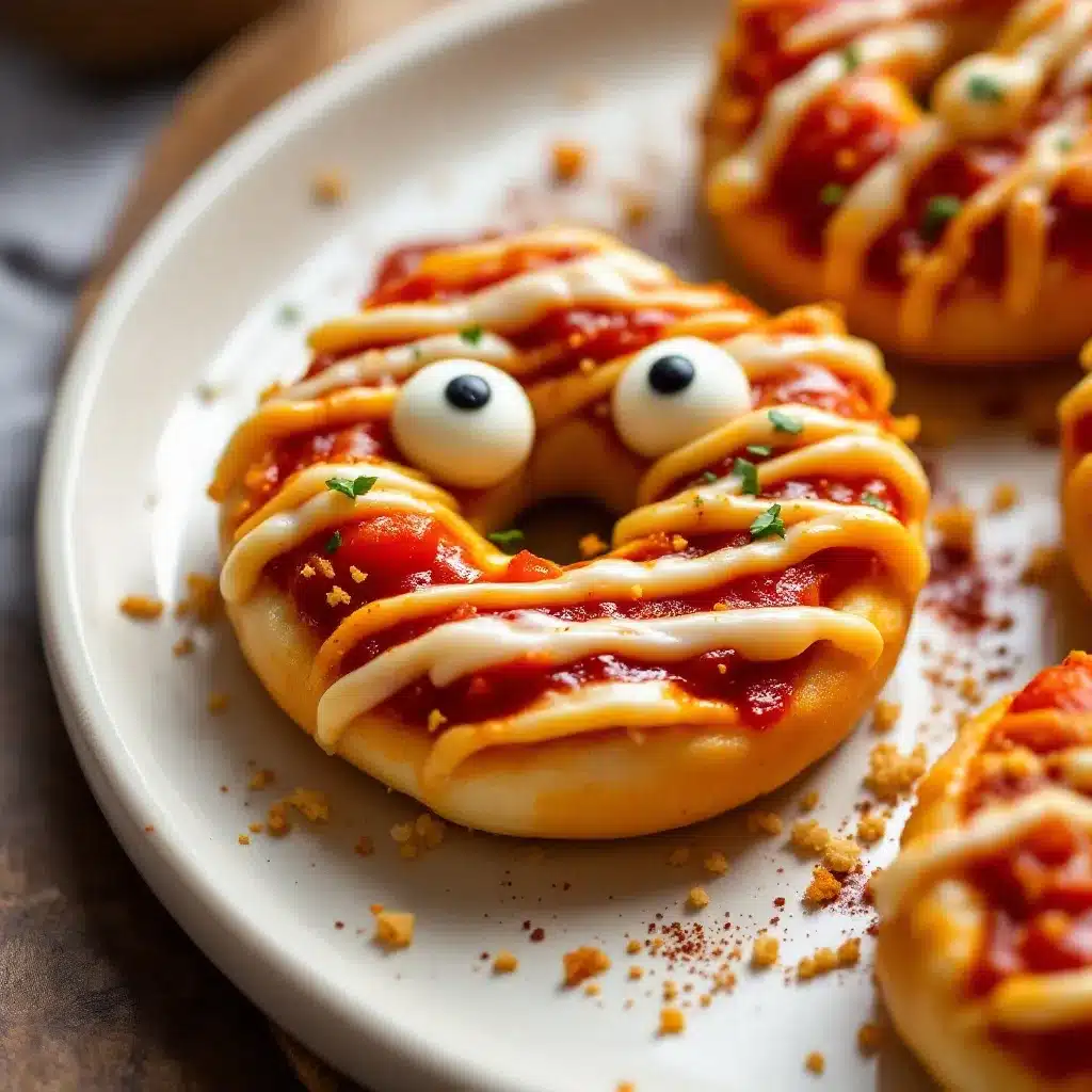mini mummy pizza bagels preparation steps