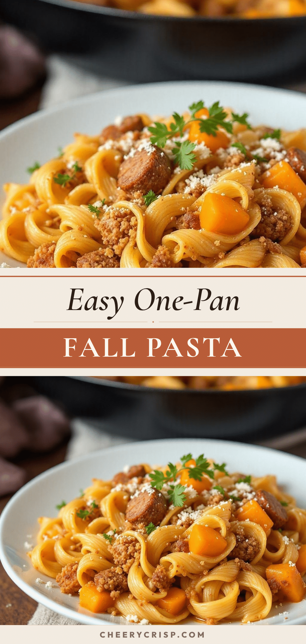 one-pan fall pasta with sausage and squash recipe