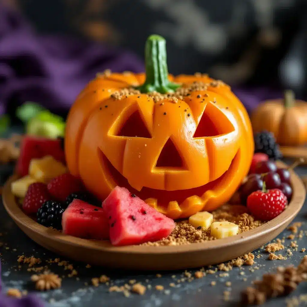 pumpkin watermelon fruit tray preparation steps