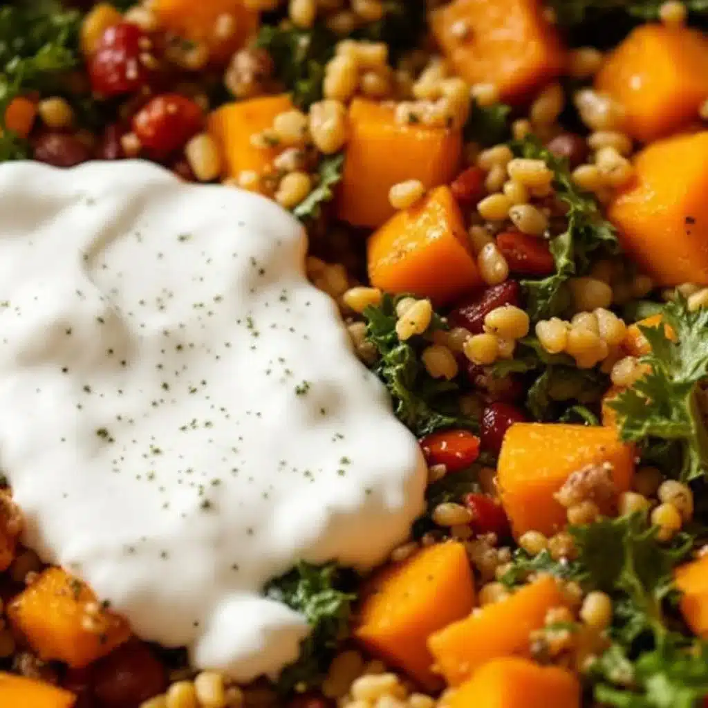 roasted butternut squash and kale salad - featured image