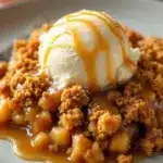 salted caramel apple crisp for two - featured image