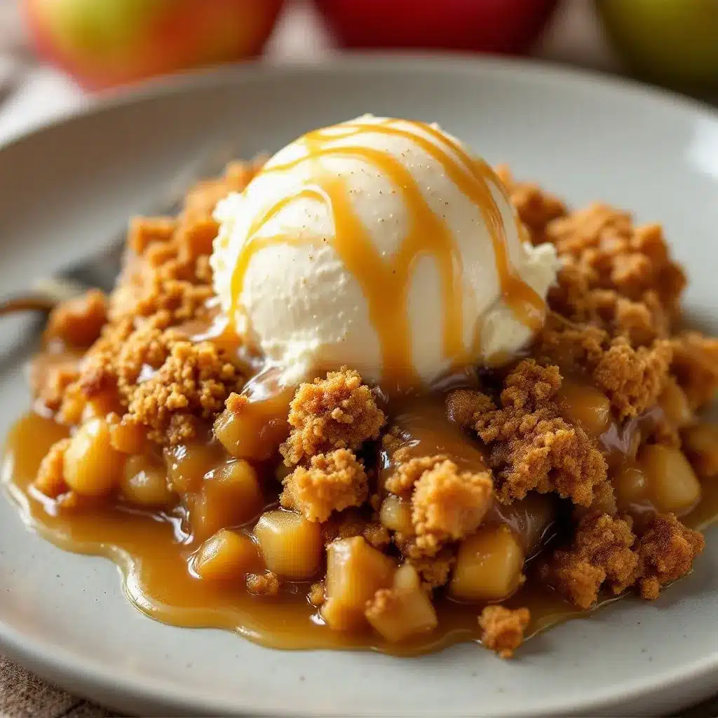 salted caramel apple crisp for two preparation steps