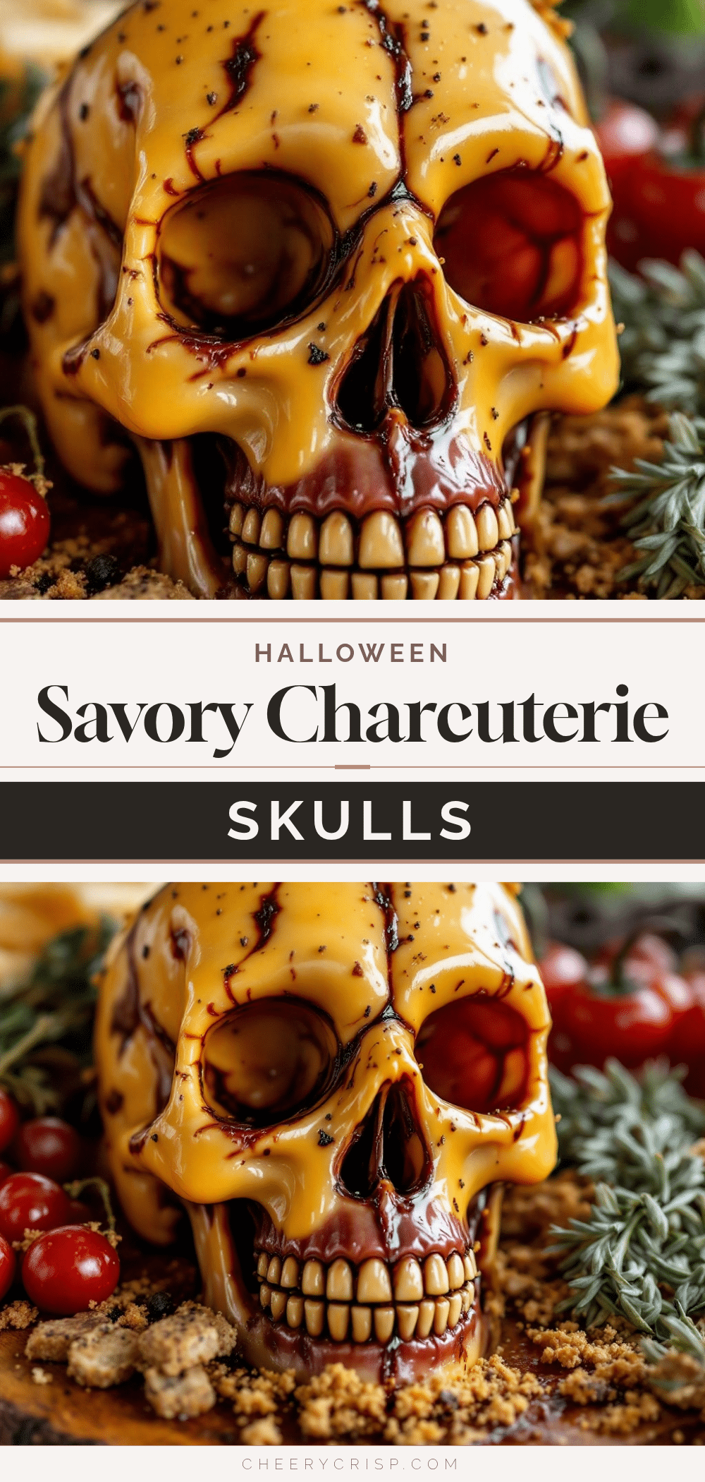 Savory charcuterie skulls for Halloween parties recipe