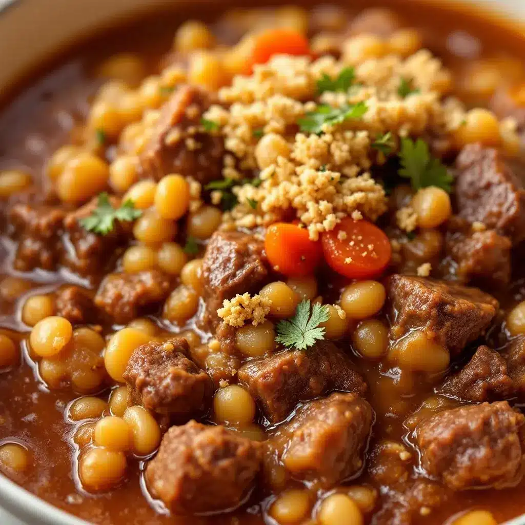 slow cooker beef and barley stew preparation steps
