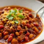 slow cooker beef and bean chili - featured image