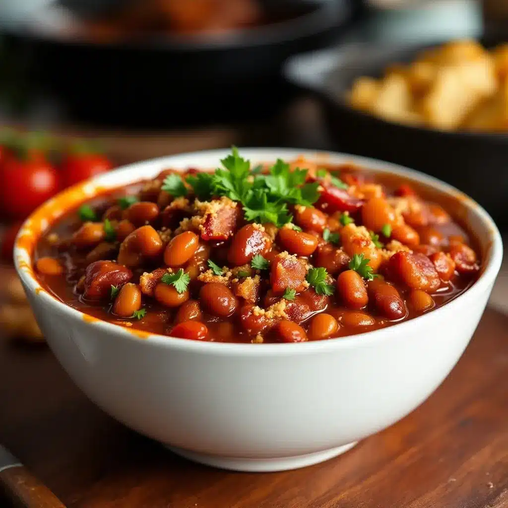 smoky BBQ baked beans with bacon preparation steps