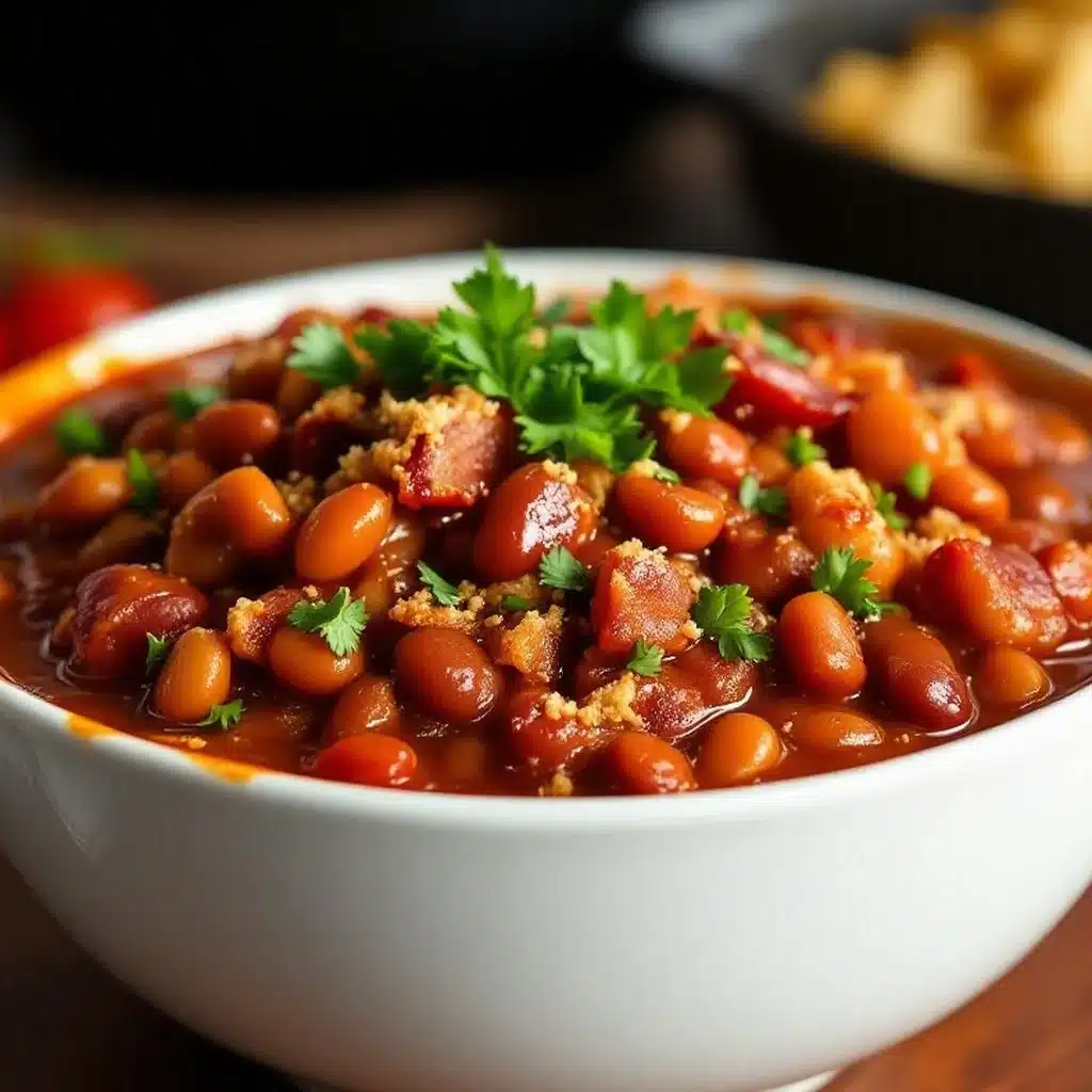 smoky BBQ baked beans with bacon - featured image