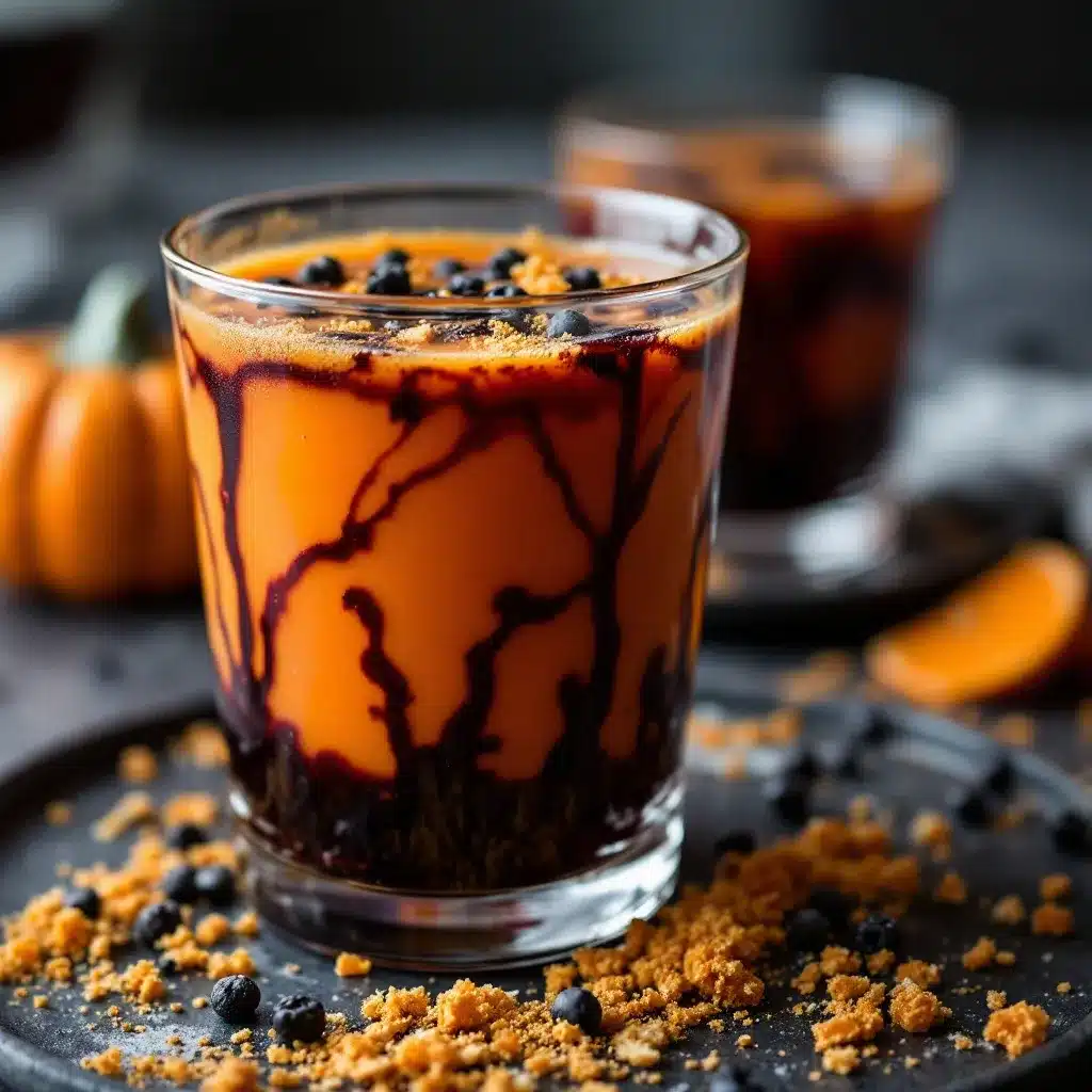 spooky orange and black halloween punch preparation steps