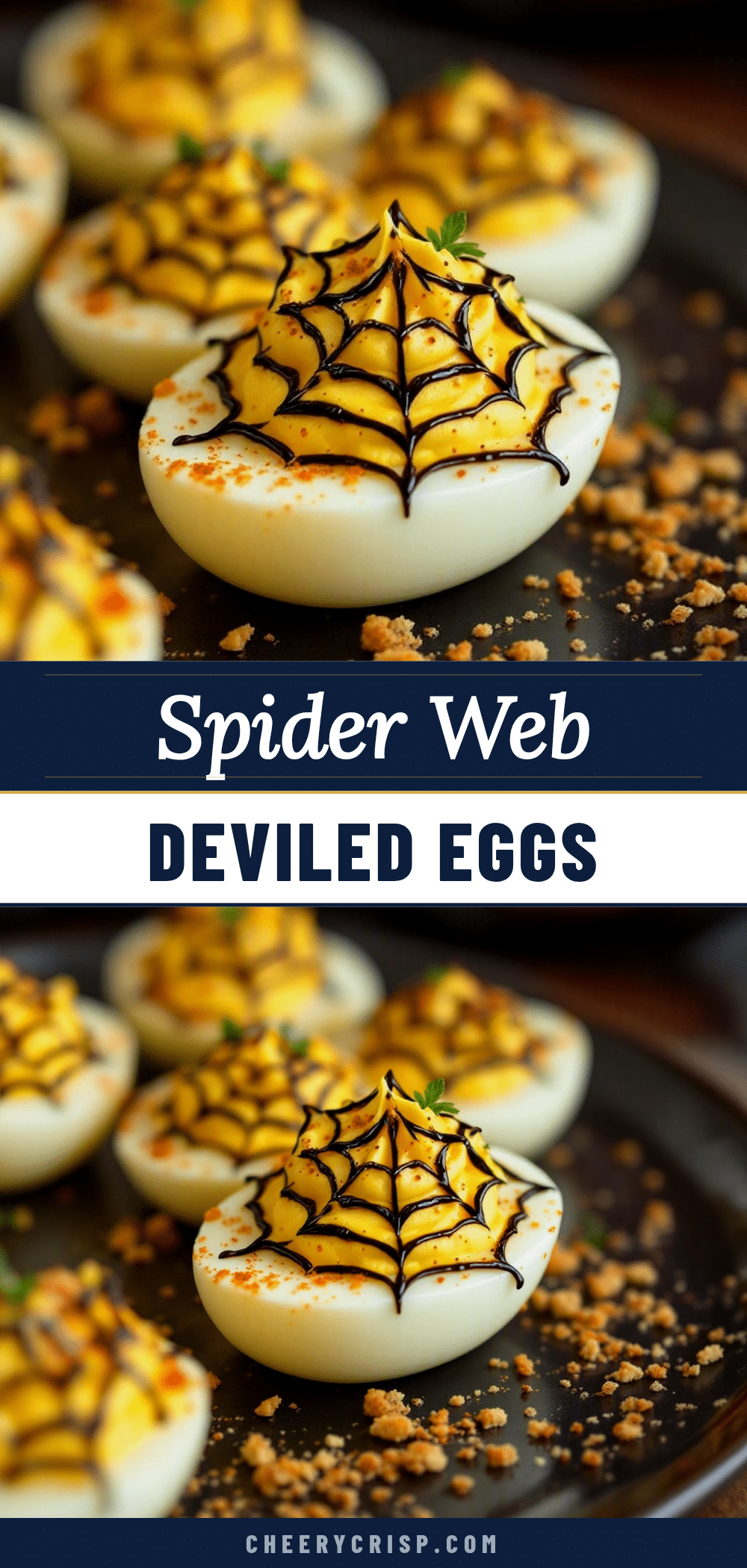 spooky spider web deviled eggs recipe