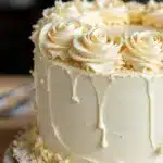 vanilla birthday cake with buttercream roses - featured image